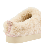 Alicia Luxury Borg Fleece Platform Mule Slippers in Cream