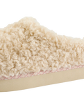 Alicia Luxury Borg Fleece Platform Mule Slippers in Cream