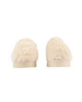 Alicia Luxury Borg Fleece Platform Mule Slippers in Cream