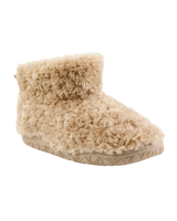 Lauren Luxury Borg Fleece Short Slipper Boots in Biscuit