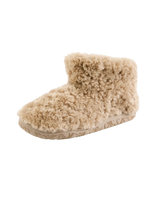 Lauren Luxury Borg Fleece Short Slipper Boots in Biscuit
