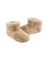Lauren Luxury Borg Fleece Short Slipper Boots in Biscuit