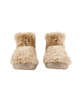 Lauren Luxury Borg Fleece Short Slipper Boots in Biscuit