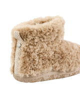 Lauren Luxury Borg Fleece Short Slipper Boots in Biscuit
