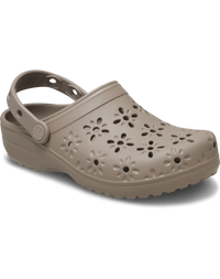 Classic Floral Cut Out Clogs in Taupe