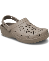 Classic Floral Cut Out Clogs in Taupe