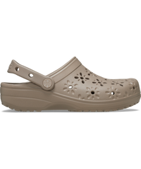 Classic Floral Cut Out Clogs in Taupe