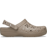 Classic Floral Cut Out Clogs in Taupe