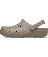 Classic Floral Cut Out Clogs in Taupe