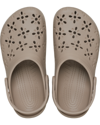 Classic Floral Cut Out Clogs in Taupe