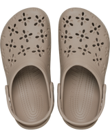 Classic Floral Cut Out Clogs in Taupe