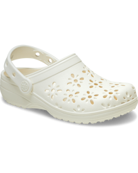 Classic Floral Cut Out Clogs in Chalk