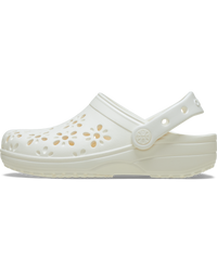 Classic Floral Cut Out Clogs in Chalk