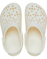 Classic Floral Cut Out Clogs in Chalk