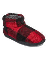 Neeson Sherpa Slipper Boots in Red & Black Check