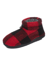 Neeson Sherpa Slipper Boots in Red & Black Check
