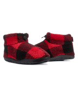 Neeson Sherpa Slipper Boots in Red & Black Check