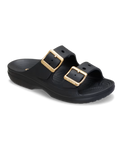 The Crocs Womens Metallic Buckle Saturday Sandals in Black