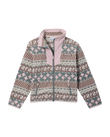 The Columbia Girls Girls Sequoia Grove™ Printed Full Zip Fleece Jacket in Iron Wizard Island & Mineral Pink