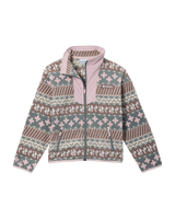 The Columbia Girls Girls Sequoia Grove™ Printed Full Zip Fleece Jacket in Iron Wizard Island & Mineral Pink