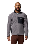 The Columbia Mens Fast Trek™ Overlay Full Zip Fleece Jacket in City Grey & Black