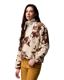 The Columbia Womens Sequoia Grove Printed Half Zip Fleece Jacket in Dark Stone Blossoming