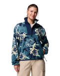 The Columbia Womens Sequoia Grove Printed Half Zip Fleece Jacket in Everblue Blossoming