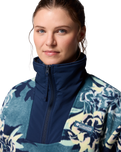 The Columbia Womens Sequoia Grove Printed Half Zip Fleece Jacket in Everblue Blossoming