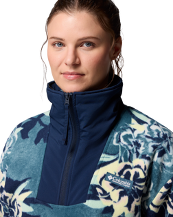 The Columbia Womens Sequoia Grove Printed Half Zip Fleece Jacket in Everblue Blossoming