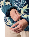 The Columbia Womens Sequoia Grove Printed Half Zip Fleece Jacket in Everblue Blossoming