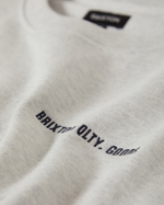 The Brixton Mens Embroidered Heavyweight Crew Sweatshirt in Heather Grey Ash
