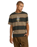 The RVCA Mens Kevin "Spanky" Long Stripe T-Shirt in Mushroom
