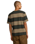 The RVCA Mens Kevin "Spanky" Long Stripe T-Shirt in Mushroom