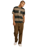 The RVCA Mens Kevin "Spanky" Long Stripe T-Shirt in Mushroom