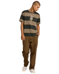 The RVCA Mens Kevin "Spanky" Long Stripe T-Shirt in Mushroom