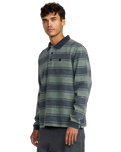 The RVCA Mens Kevin "Spanky" Long Polo Shirt in Balsam Green