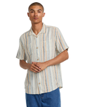 The RVCA Mens Exotica Stripe Shirt in Natural