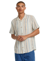 The RVCA Mens Exotica Stripe Shirt in Natural