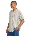 The RVCA Mens Exotica Stripe Shirt in Natural