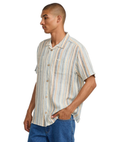 The RVCA Mens Exotica Stripe Shirt in Natural