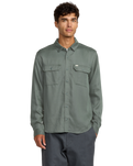 The RVCA Mens Vacancy Utility Shirt in Jade