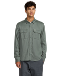 The RVCA Mens Vacancy Utility Shirt in Jade