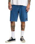 The RVCA Mens Dayshift Denim Shorts in Blue Collar