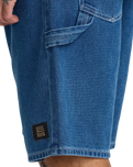 The RVCA Mens Dayshift Denim Shorts in Blue Collar