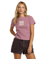 The RVCA Womens That Balance Baby T-Shirt in Winter Orchid