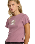 The RVCA Womens That Balance Baby T-Shirt in Winter Orchid