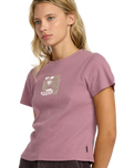 The RVCA Womens That Balance Baby T-Shirt in Winter Orchid