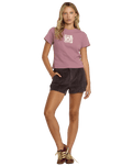 The RVCA Womens That Balance Baby T-Shirt in Winter Orchid