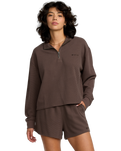 The RVCA Womens Glory Waffle Sweatshirt in Brown Bear