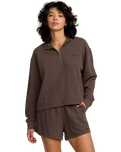The RVCA Womens Glory Waffle Sweatshirt in Brown Bear
